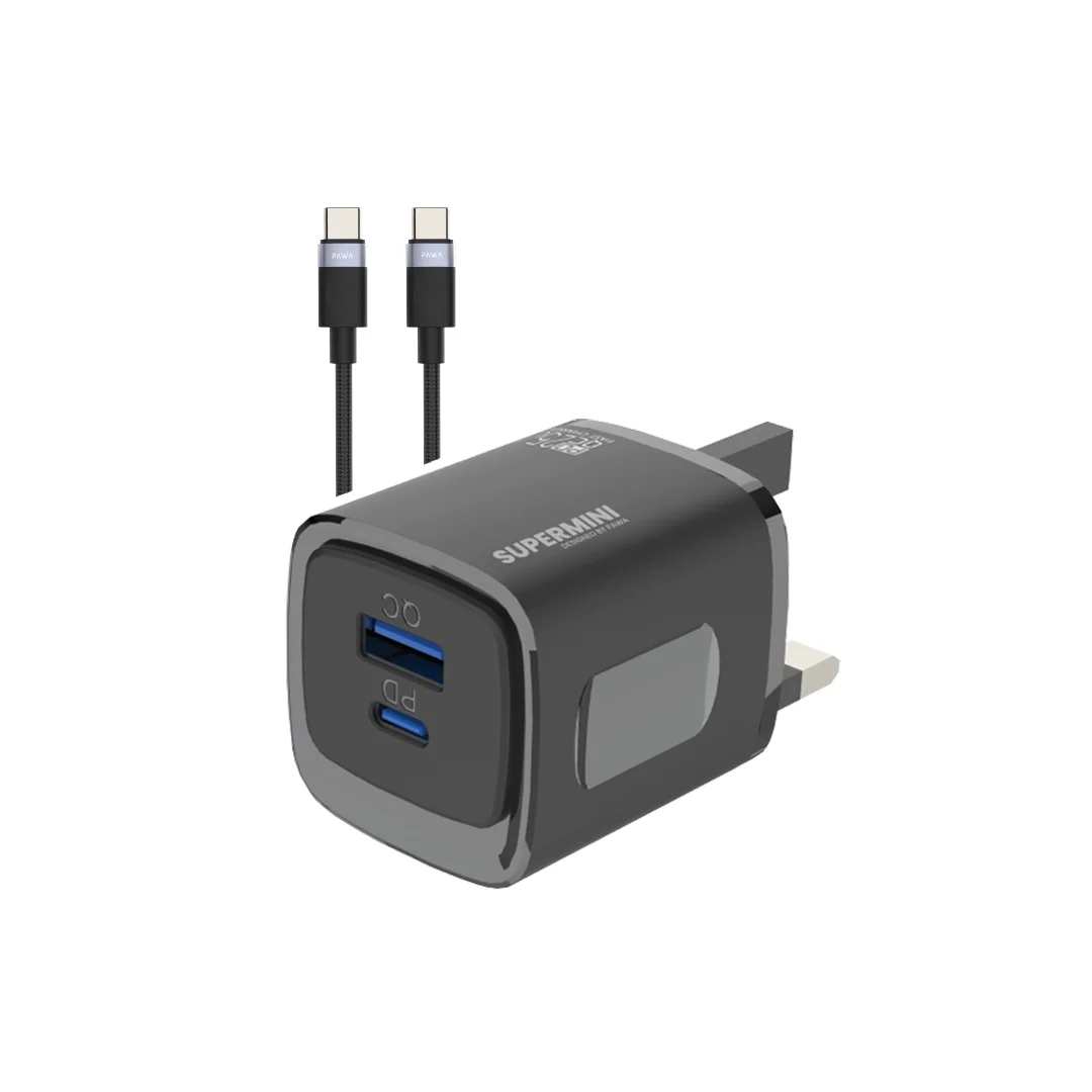 PAWA SUPERMINI TRAVEL CHARGER PD+QC port 25W cable