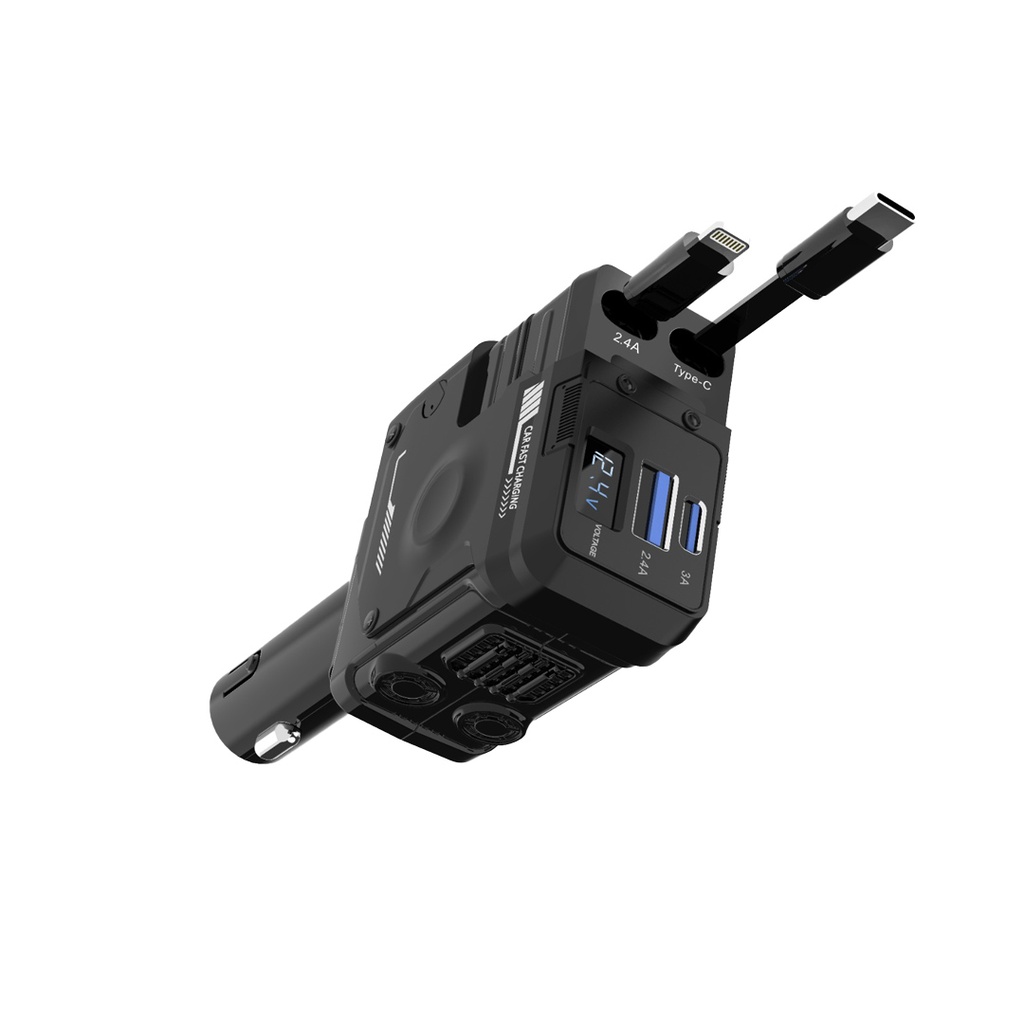 Porodo 66w Car Charger Lightning & Type-c Wires