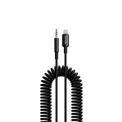 PORODO 3.5MM LIGHTNING AUX COILED AUDIO CABLE