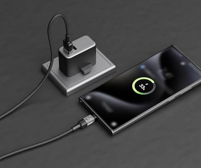 PORODO BRAIDED CABLE 3A PD A TO C FAST CHARGING CABLE WITH TRANSPARENT HEAD 1.2M - BLACK