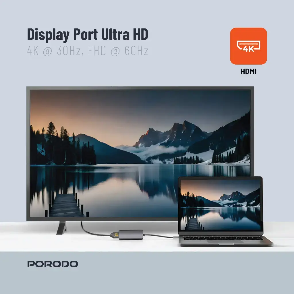 PORODO 4IN1 HDMI 4K USB-C MULTI PORT HUB