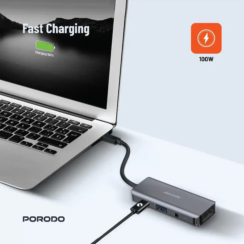 PORODO 4IN1 HDMI 4K USB-C MULTI PORT HUB