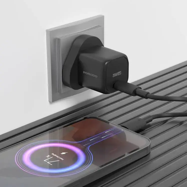 PORODO USB-C WALL CHARGER 20W WITH TYPE-C CABLE