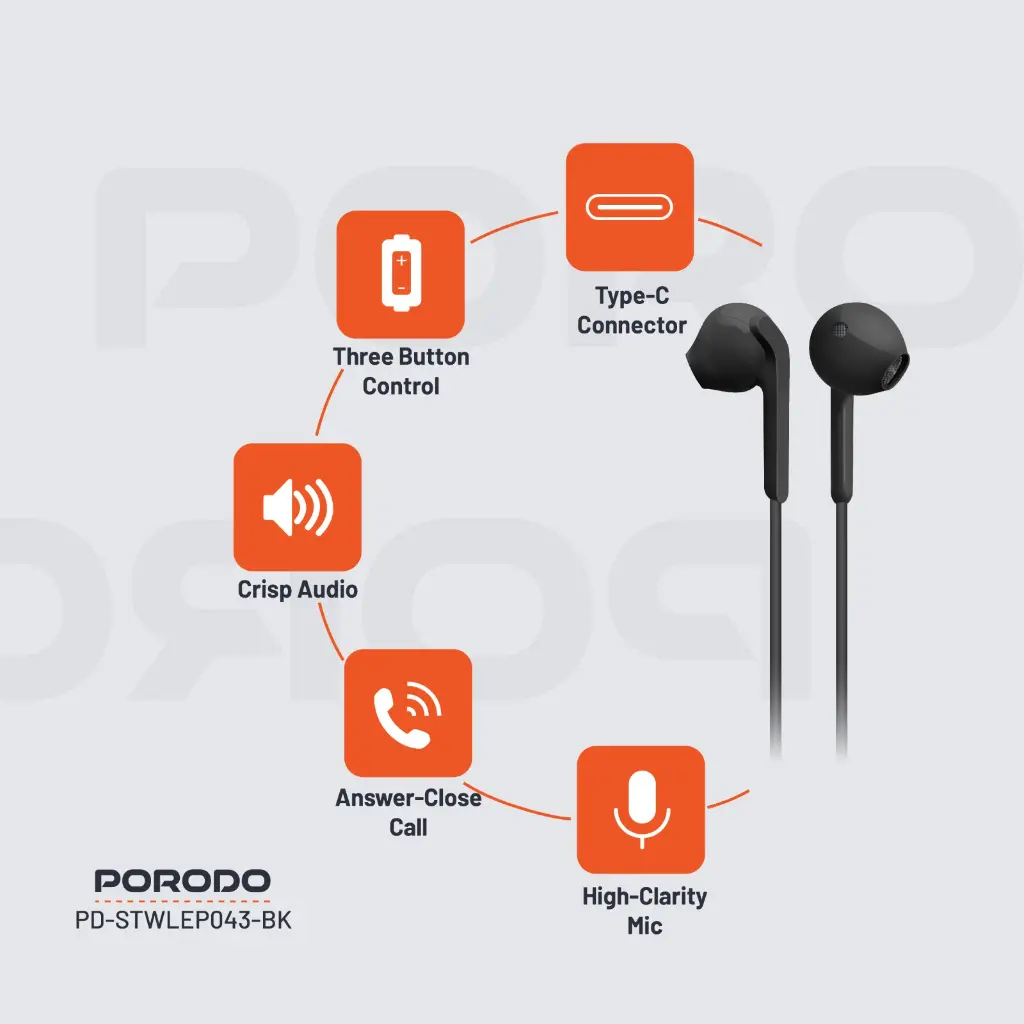 PORODO SOUNDTEC TYPE-C STEREO EARPHONE