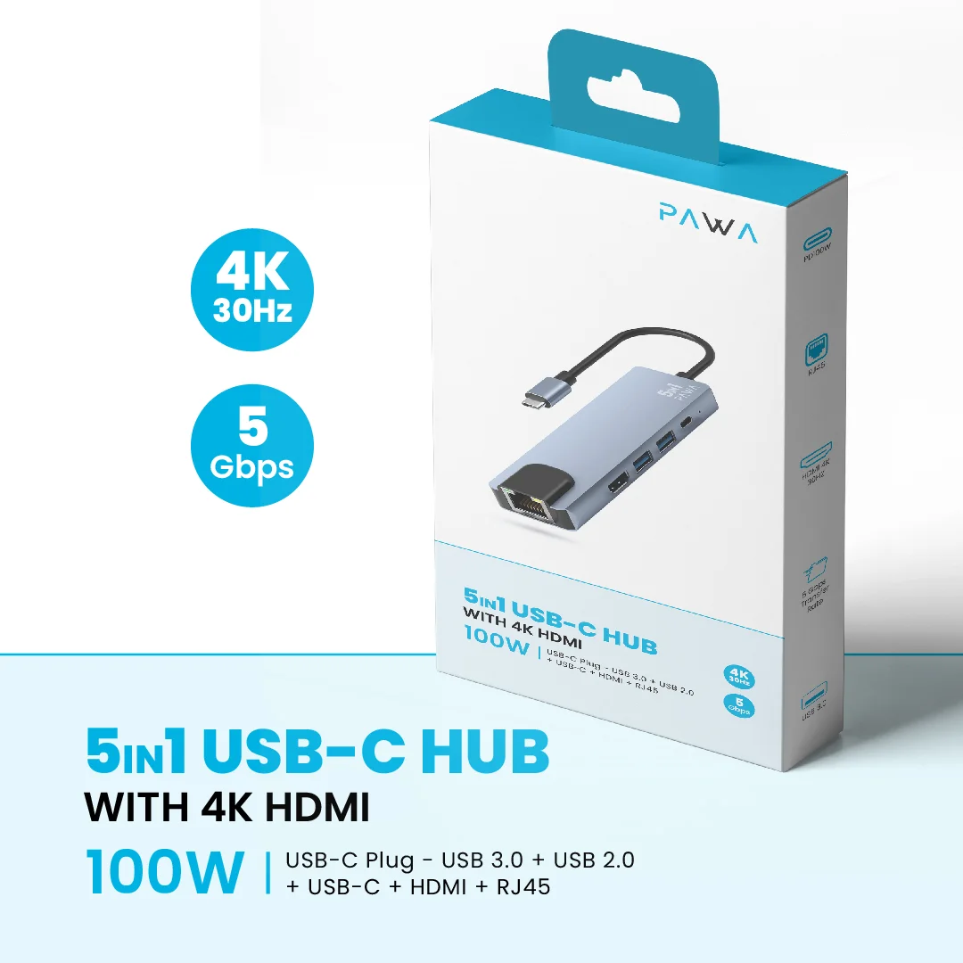PAWA 5IN1 USB-C HUB WITH 4K HDTV