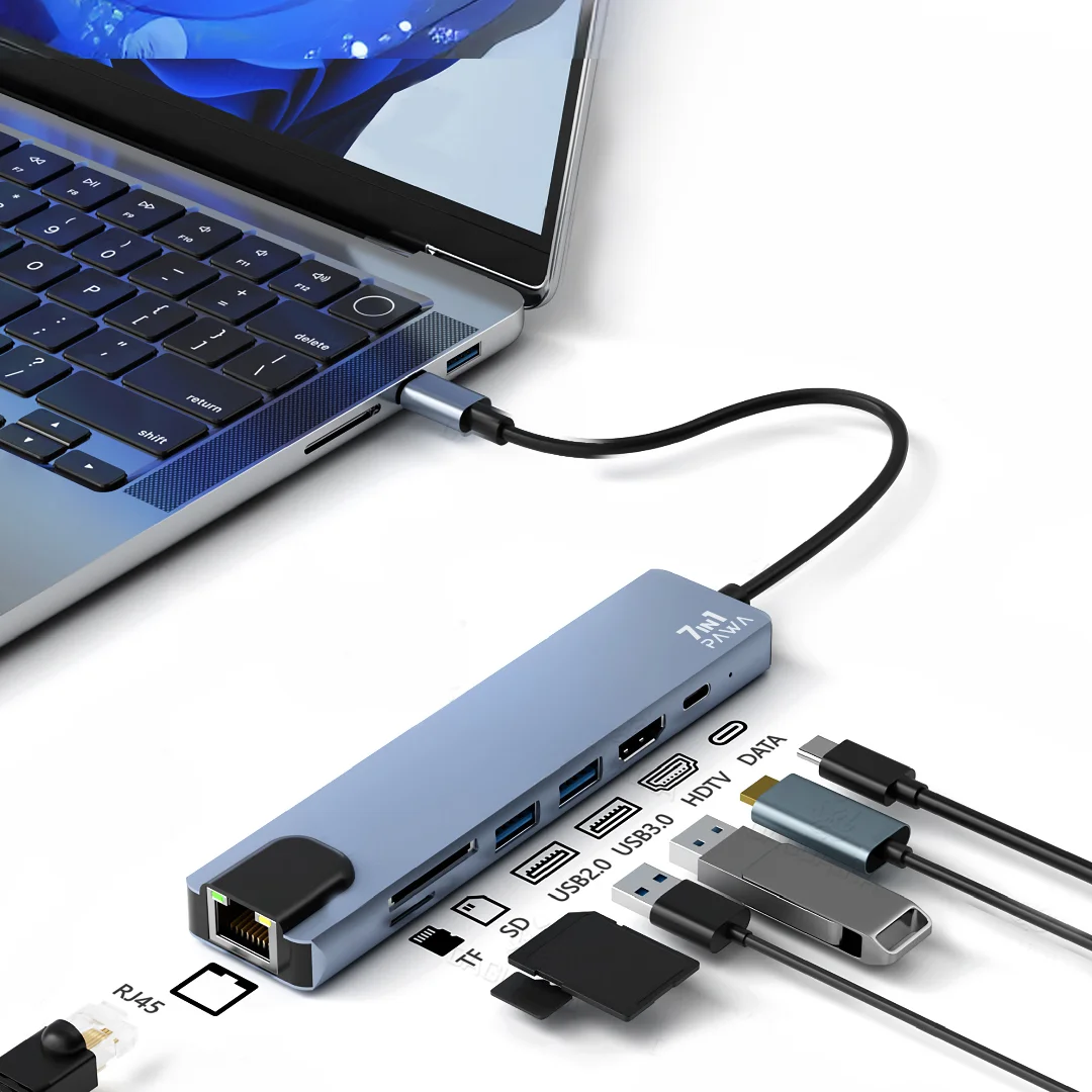 PAWA 7 IN 1 USB-C HUB WITH 4K HDMI 100W