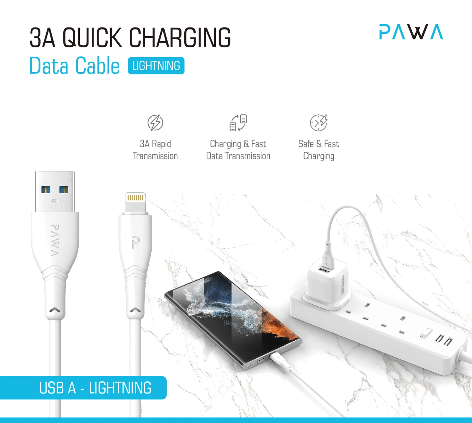 PAWA USB-A TO LIGHTNING QUICK CHARGING