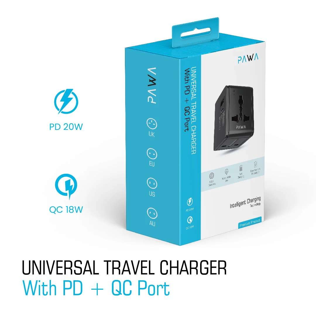 PAWA UNIVERSAL TRAVEL CHARGER WITH PD+QC 20W