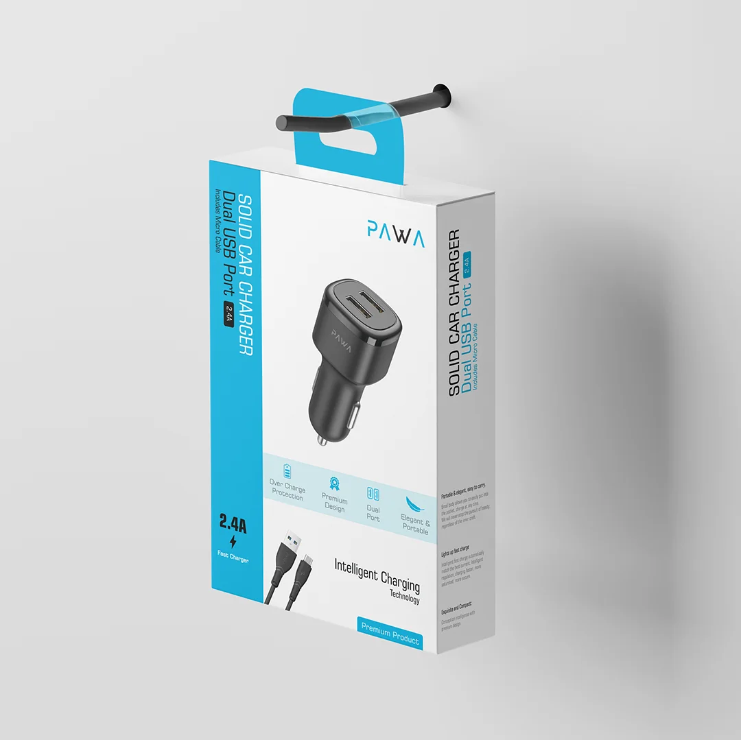 PAWA SOLID CAR CHARGER DUAL PORT MICRO