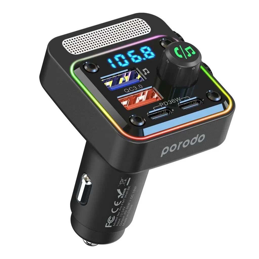 PORODO QUICK CHARGE FM - CAR CHARGER