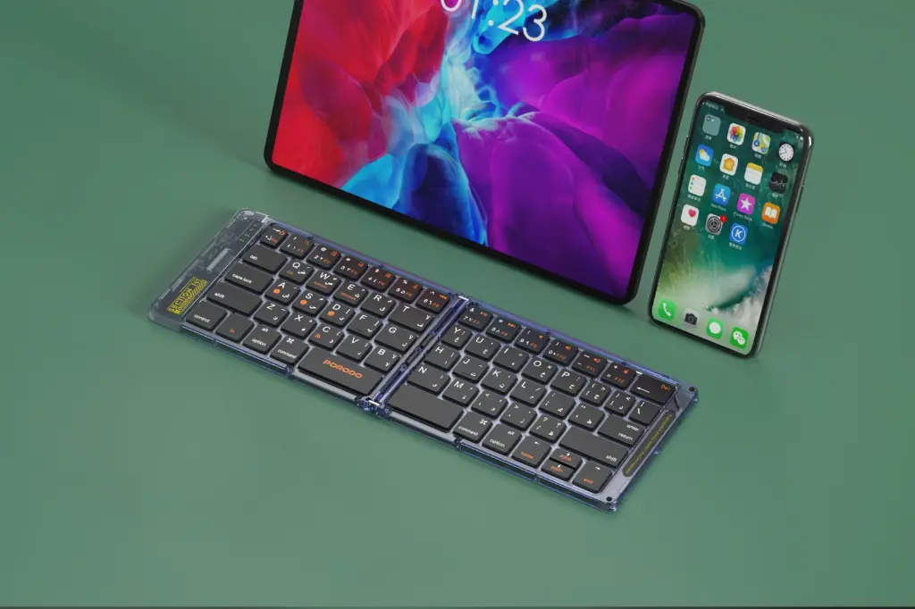 PORODO CRYSTAL SHELL WIRELESS KEYBOARD 65KEYS-FOLDING