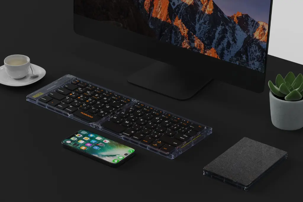 PORODO CRYSTAL SHELL WIRELESS KEYBOARD 65KEYS-FOLDING