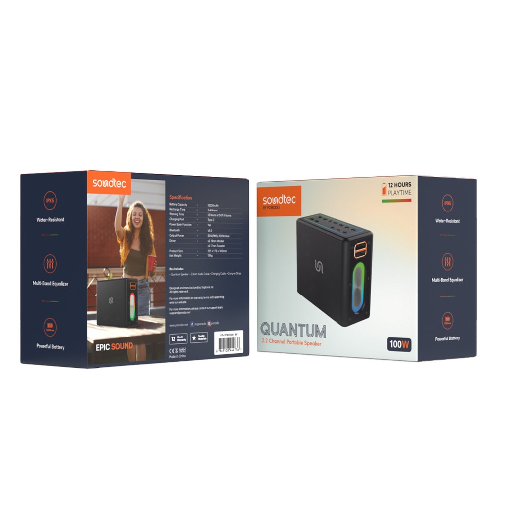 PORODO SOUNDTEC QUANTUM2.2CHANNEL PORTABLE SPEAKER