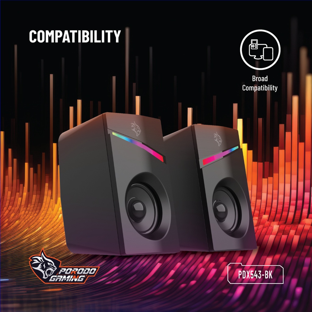 PORODO GAMING STEREO GAMING SPEAKERS VOLUME KNOB CONTROL PDX543-WH