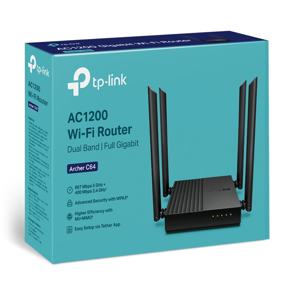 TP LINK AC1200 WIRELESS GIGABYTE ACCESS ARCHER C64 WIFI ROUTER