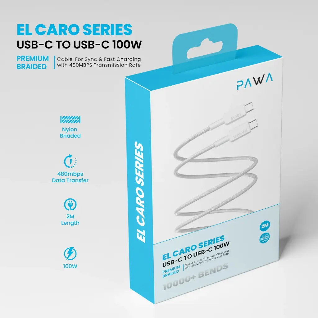 PAWA EL-CARO SERIES C TO C BRAIDED CABLE 2M 100W