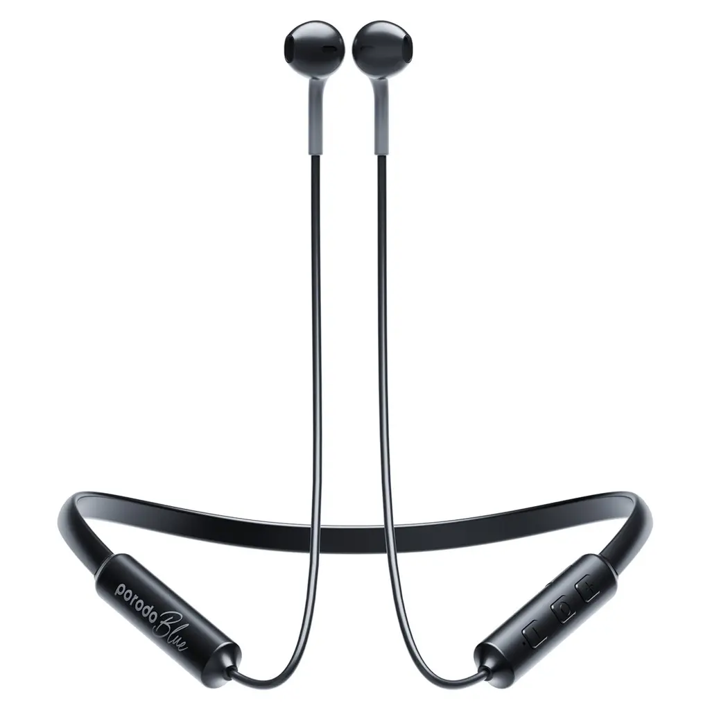 PORODO BLUE ENC NECKBAND APPLE BUDS EARPHONES BLACK