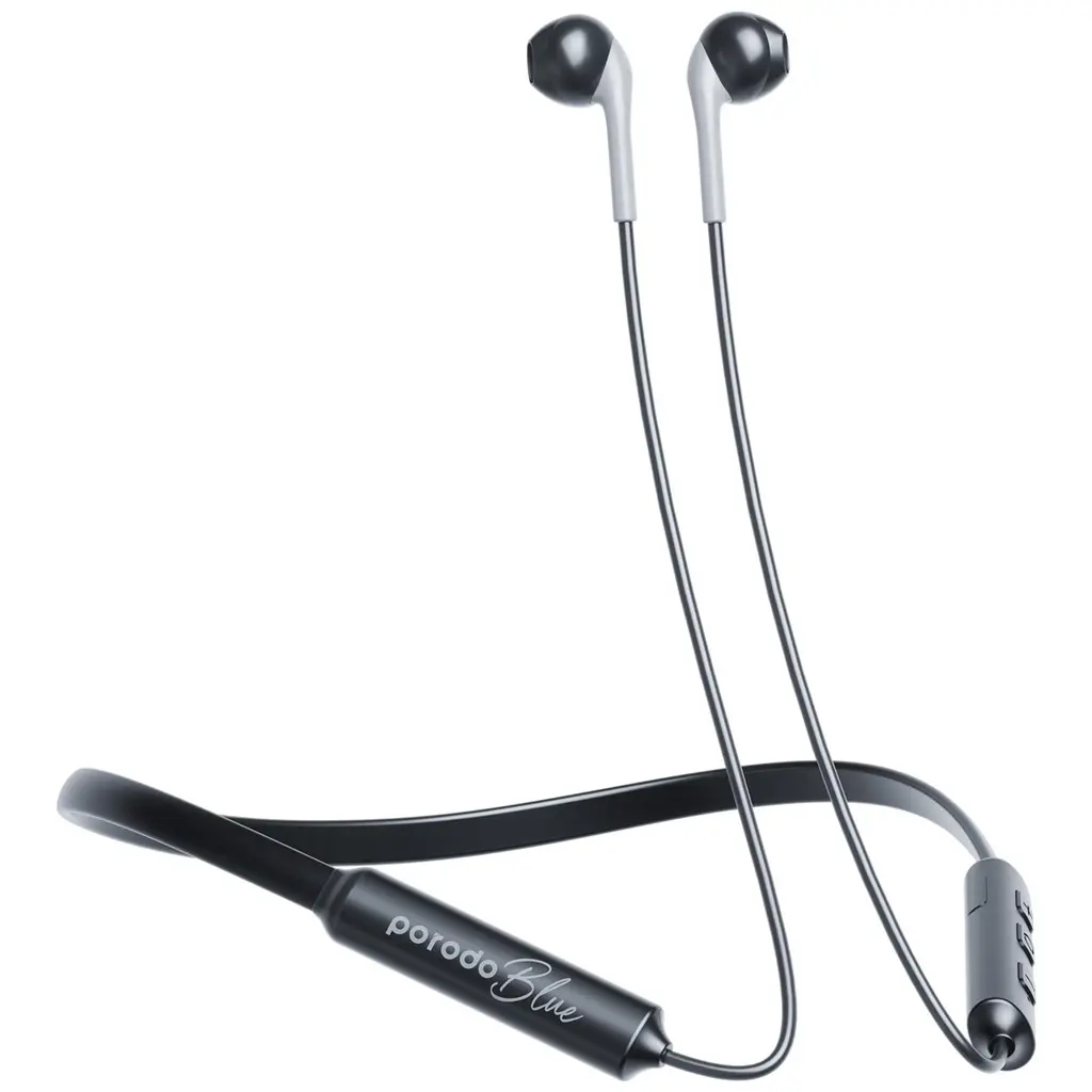 PORODO BLUE ENC NECKBAND APPLE BUDS EARPHONES BLACK