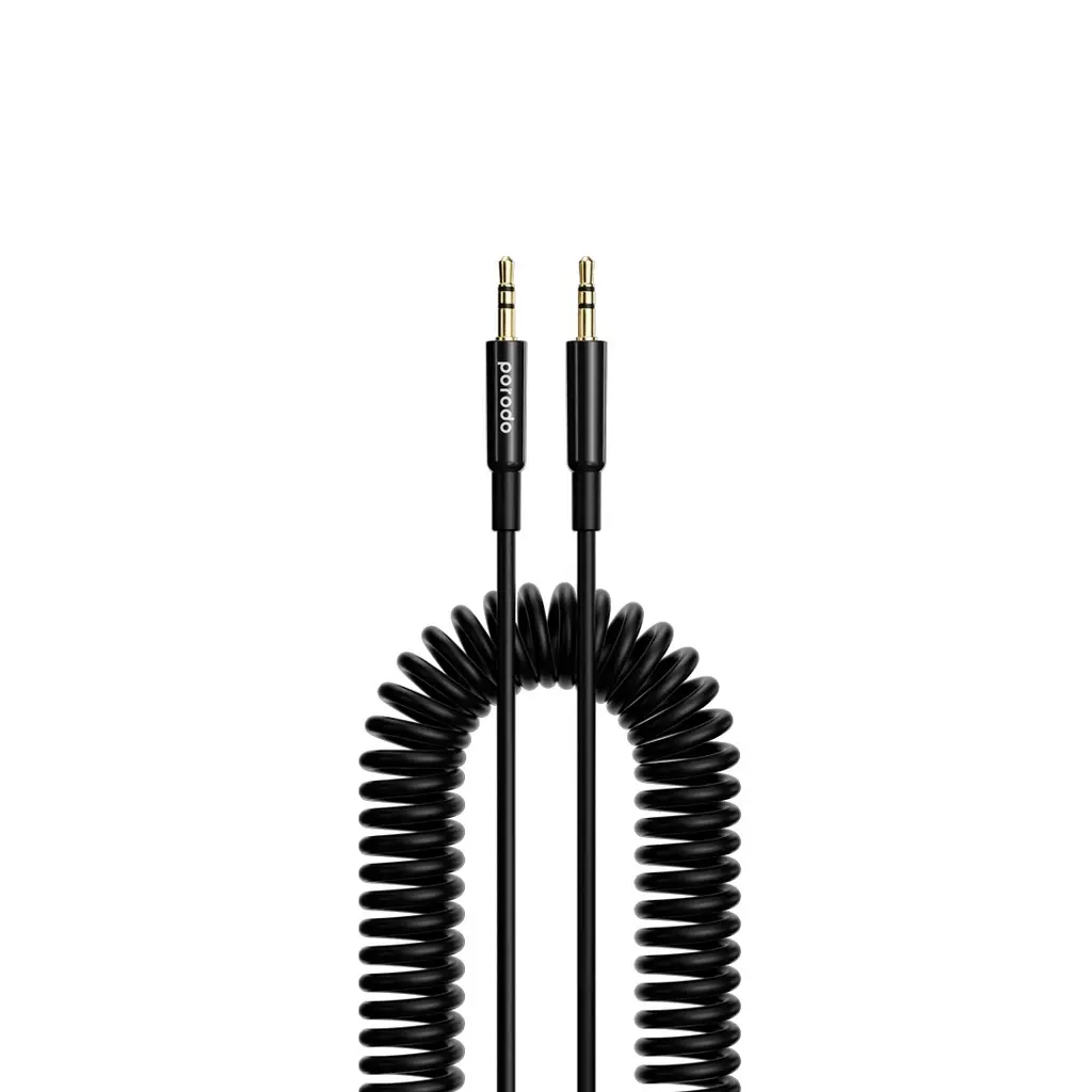 PORODO AUX 3.5 TO 3.5 COIL CABLE 1.2M - BLACK